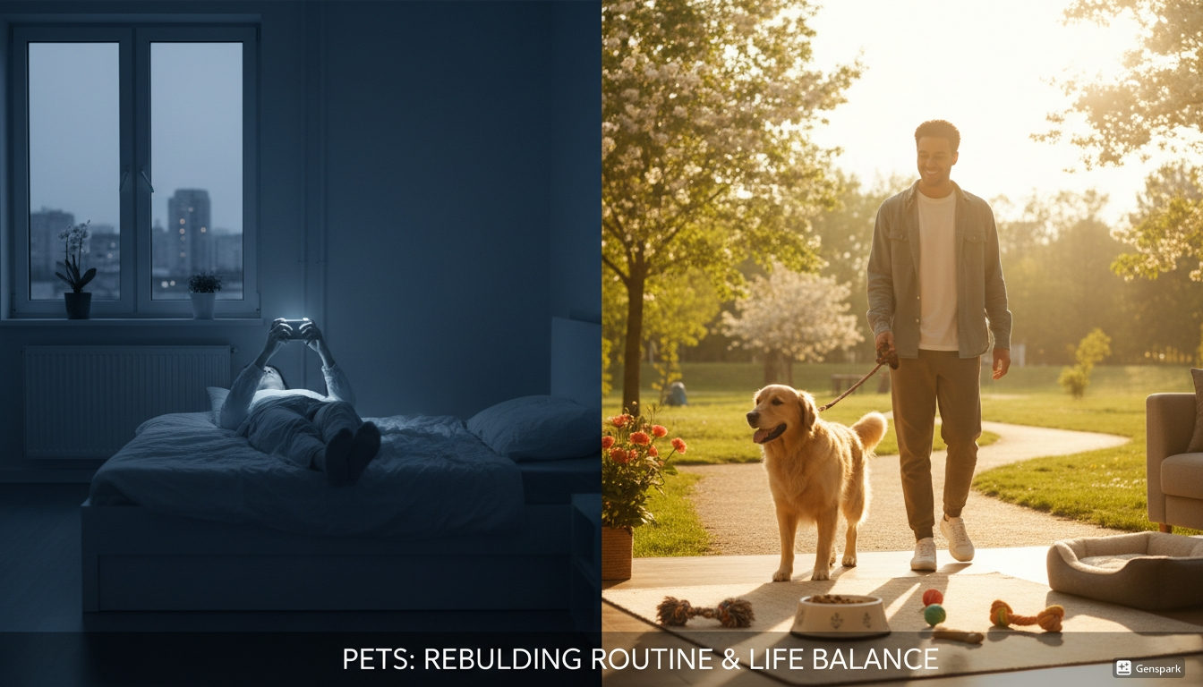 1인 가구의 조용한 일상과 반려동물이 만든 생활 리듬 변화를 보여주는 이미지